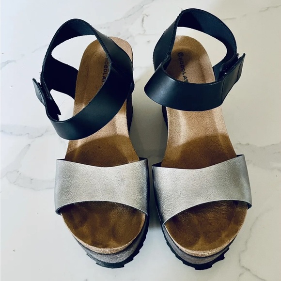 Chocolat Blu Miani Brown Suede and Silver Wedge Sandals, excellent condition 7 - Picture 2 of 11